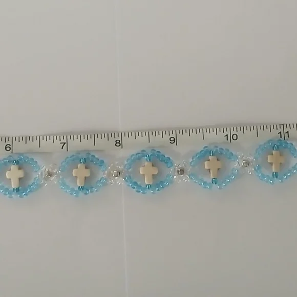 Blue and White Beaded Necklace - Picture 6 of 6